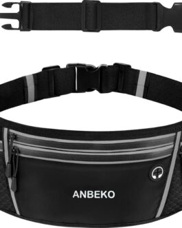 Running belt for Men Women with Extender Large Capacity Runner Waist Pack with 4 PocketsHiking Travel Camp Running Workout Belt BagReflective No Bounce Waist BagEasy Carry Large Phones black