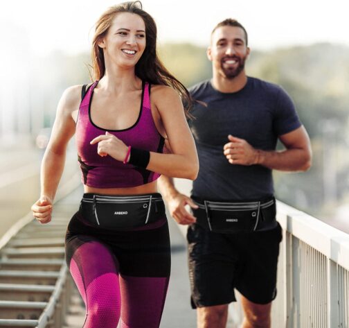 Running belt for Men Women with Extender Large Capacity Runner Waist Pack with 4 PocketsHiking Travel Camp Running Workout Belt BagReflective No Bounce Waist BagEasy Carry Large Phones black - Image 9