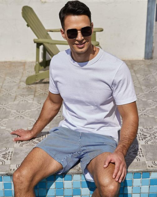SILKWORLD Mens Swimming Trunks 5 Inch Inseam Swim Shorts Summer Bathing Suit Swimwear Beachwear with Pockets - Image 4