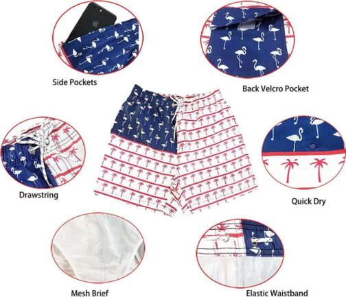 SILKWORLD Mens Swimming Trunks 5 Inch Inseam Swim Shorts Summer Bathing Suit Swimwear Beachwear with Pockets - Image 5