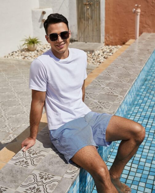SILKWORLD Mens Swimming Trunks 5 Inch Inseam Swim Shorts Summer Bathing Suit Swimwear Beachwear with Pockets - Image 3