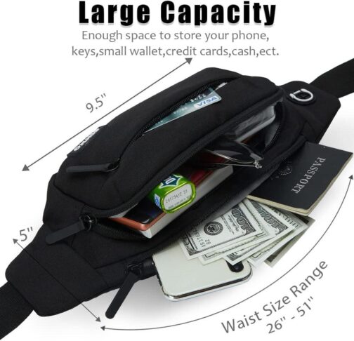 SINNO Large Crossbody Fanny Pack for Women Men Belt Bag With 4-Zipper Pockets for Travel Running Hiking Workout Dog Walking Outdoors Sport Fishing Waist Pack Bag Carrying All Phones - Image 4