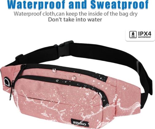 SINNO Large Crossbody Fanny Pack for Women Men Belt Bag With 4-Zipper Pockets for Travel Running Hiking Workout Dog Walking Outdoors Sport Fishing Waist Pack Bag Carrying All Phones - Image 5