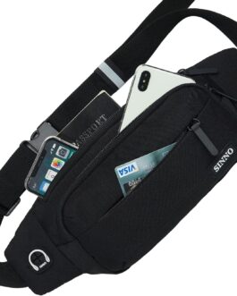 SINNO Large Crossbody Fanny Pack for Women Men Belt Bag With 4-Zipper Pockets for Travel Running Hiking Workout Dog Walking Outdoors Sport Fishing Waist Pack Bag Carrying All Phones