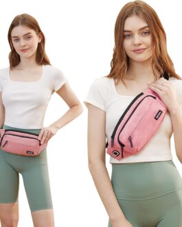SINNO Large Crossbody Fanny Pack for Women Men Belt Bag With 4-Zipper Pockets for Travel Running Hiking Workout Dog Walking Outdoors Sport Fishing Waist Pack Bag Carrying All Phones