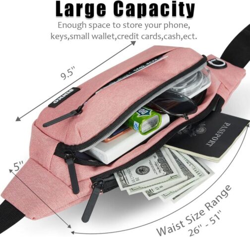 SINNO Large Crossbody Fanny Pack for Women Men Belt Bag With 4-Zipper Pockets for Travel Running Hiking Workout Dog Walking Outdoors Sport Fishing Waist Pack Bag Carrying All Phones - Image 4