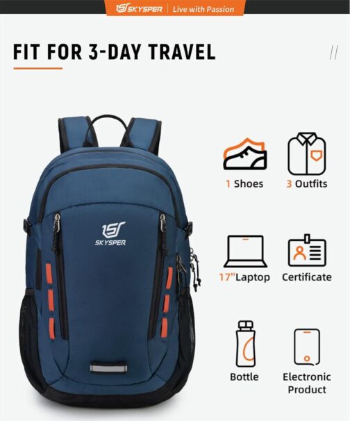 SKYSPER Hiking Backpack 30L Lightweight Travel Backpack Hiking Day Pack for Men Women(Blue) - Image 5