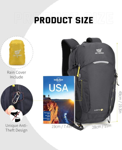 SKYSPER Hiking Backpack 25L Daypack for men Women Lightweight Padded Day Hike Backpack, Day Pack for Travel Outdoor - Image 5