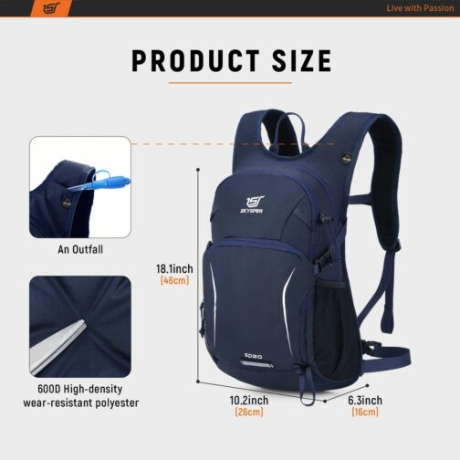 SKYSPER Hiking Backpack - 20L Small Backpacks Ergonomical Daypack, Breathable Day Pack, Backpacking for Men Women - Image 5