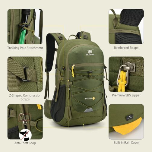SKYSPER Hiking Backpack for Men Women, 35L Travel Backpack Waterproof Camping Backpack Outdoor Lightweight Daypack - Image 3