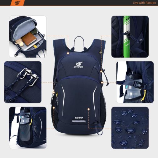 SKYSPER Hiking Backpack - 20L Small Backpacks Ergonomical Daypack, Breathable Day Pack, Backpacking for Men Women - Image 4