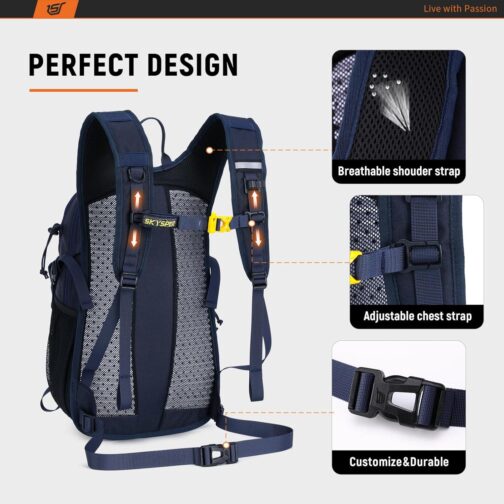 SKYSPER Hiking Backpack - 20L Small Backpacks Ergonomical Daypack, Breathable Day Pack, Backpacking for Men Women - Image 3