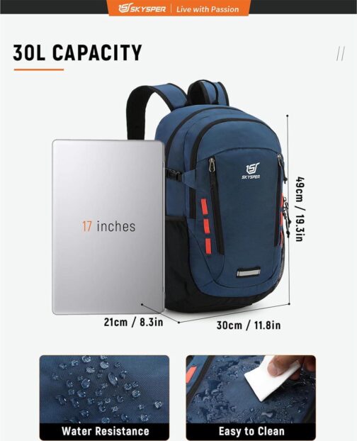 SKYSPER Hiking Backpack 30L Lightweight Travel Backpack Hiking Day Pack for Men Women(Blue) - Image 4