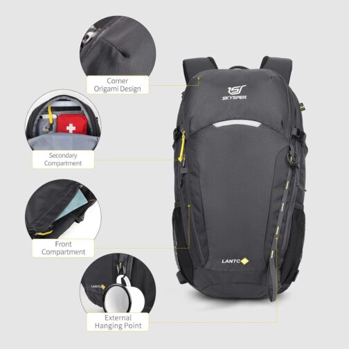 SKYSPER Hiking Backpack 25L Daypack for men Women Lightweight Padded Day Hike Backpack, Day Pack for Travel Outdoor - Image 4