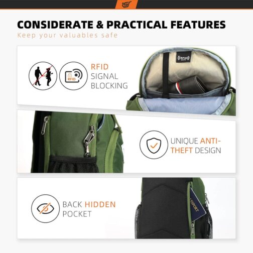 SKYSPER Sling Bag RFID Crossbody Sling Backpack Cross Body Shoulder Bag Travel Hiking Daypack for Women Men - Image 3