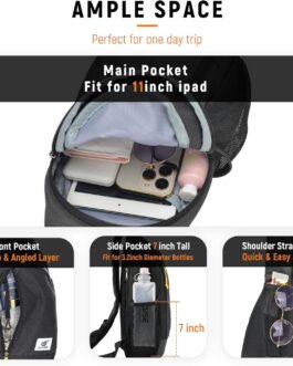 SKYSPER Sling Bag RFID Crossbody Sling Backpack Cross Body Shoulder Travel Bag Hiking Daypack for Women Men(Black)