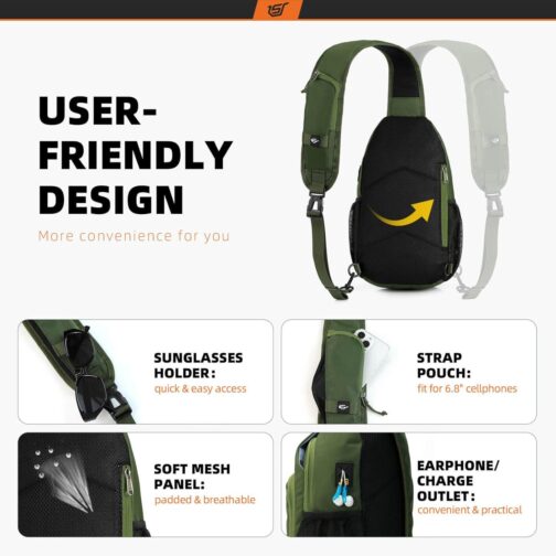 SKYSPER Sling Bag RFID Crossbody Sling Backpack Cross Body Shoulder Bag Travel Hiking Daypack for Women Men - Image 4