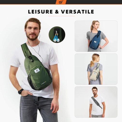 SKYSPER Sling Bag RFID Crossbody Sling Backpack Cross Body Shoulder Bag Travel Hiking Daypack for Women Men - Image 6