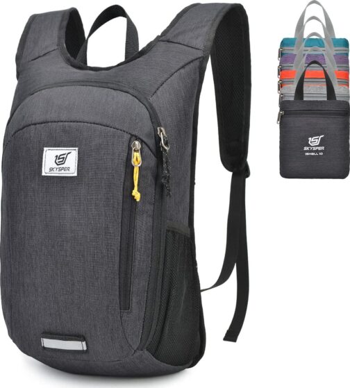 SKYSPER Small Daypack 10L Hiking Backpack Packable Lightweight Travel Day Pack for Women Men(Black)