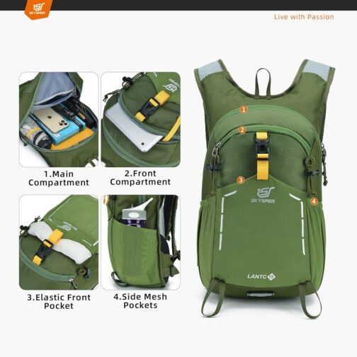 SKYSPER Small Hiking Backpack - 15L Travel Daypack Lightweight Bag Water Resistant Hiking Backpacks for Women Men - Image 2