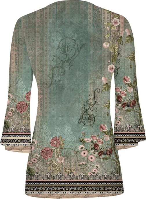SMIDOW 3/4 Sleeve t-Shirt Shirts for Women Casual Summer Trendy Graphic Tees Floral Print v Neck Empire Waist Tunic Tops - Image 5