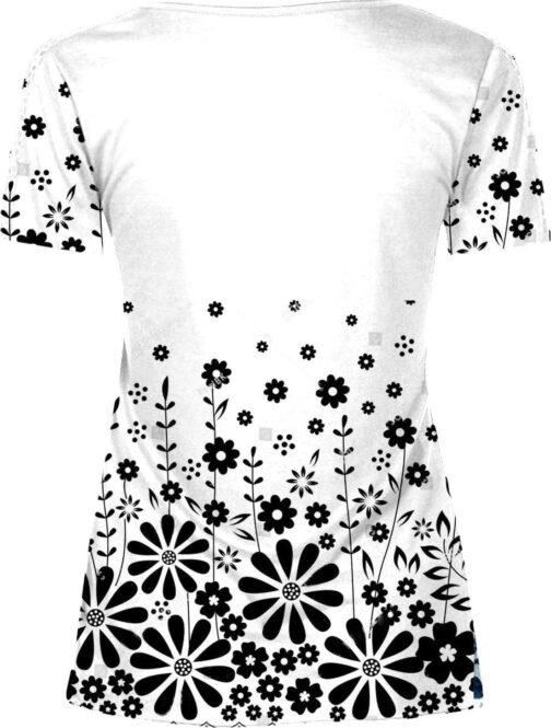 SMIDOW Plus Size Tunic Tops for Women Trendy 2024 Boho Floral Shirts Short Sleeve Notch v Neck t-Shirt Graphic Tees Blouse - Image 4