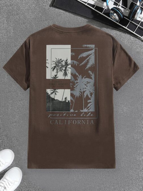 SOLY HUX Men's Graphic Tees Letter Print Short Sleeve T Shirts Summer Casual Tee Top Chocolate Brown Graphic S - Image 5