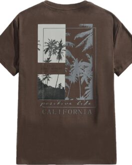 SOLY HUX Men’s Graphic Tees Letter Print Short Sleeve T Shirts Summer Casual Tee Top Chocolate Brown Graphic S