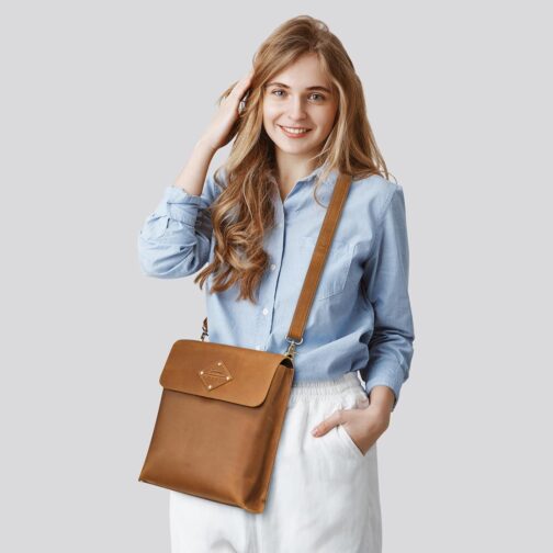 S-ZONE Top Grain Leather Crossbody Satchel Bags for Women Men Flap-style Shoulder Messenger Bag - Image 2