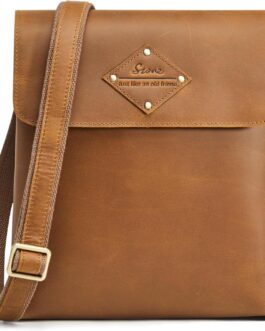 S-ZONE Top Grain Leather Crossbody Satchel Bags for Women Men Flap-style Shoulder Messenger Bag