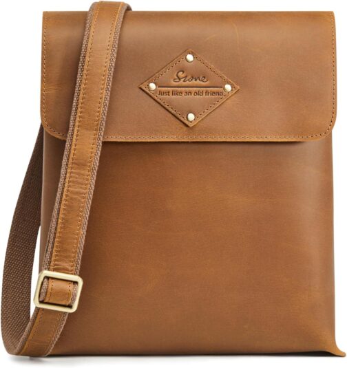 S-ZONE Top Grain Leather Crossbody Satchel Bags for Women Men Flap-style Shoulder Messenger Bag