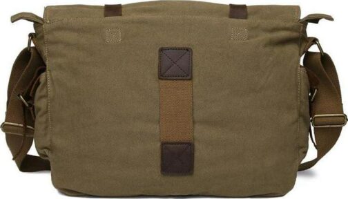 Sechunk Vintage Military Leather Canvas Laptop Messenger Bag, Medium - Image 2