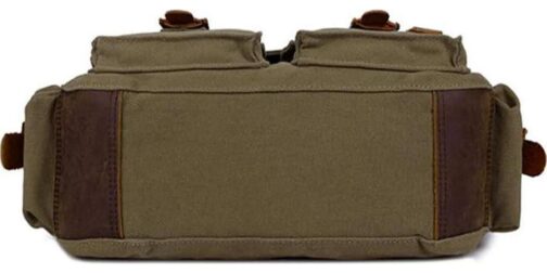 Sechunk Vintage Military Leather Canvas Laptop Messenger Bag, Medium - Image 3