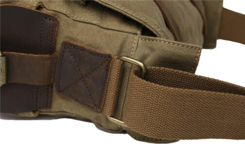 Sechunk Vintage Military Leather Canvas Laptop Messenger Bag, Medium - Image 4