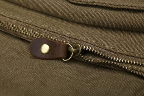 Sechunk Vintage Military Leather Canvas Laptop Messenger Bag, Medium - Image 5