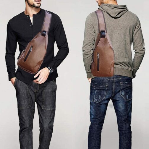 Seoky Rop Men Sling Bag Anti Theft Shoulder Bag Small Leather Crossbody Sling Backpack with USB Charge Port - Image 6
