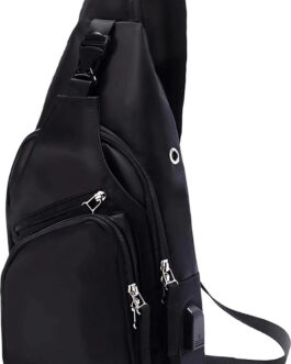 Seoky Rop Men Women Sling Backpack Nylon Water Resistant Shoulder Chest Crossbody Sling Bag with USB Charging Port