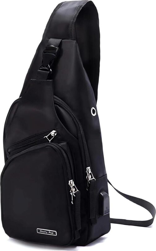 Seoky Rop Men Women Sling Backpack Nylon Water Resistant Shoulder Chest Crossbody Sling Bag with USB Charging Port
