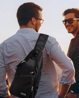 Seoky Rop Men Women Sling Backpack Nylon Water Resistant Shoulder Chest Crossbody Sling Bag with USB Charging Port