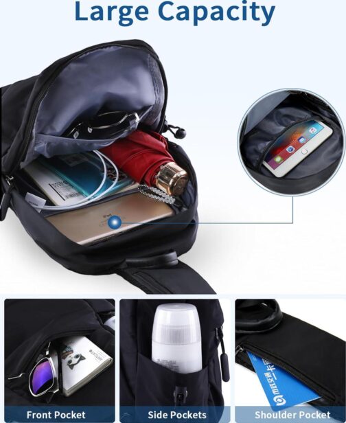 Seoky Rop Men Women Sling Bag Backpack Lightweight Water Resistant Shoulder Crossbody Bags for Travel - Image 4