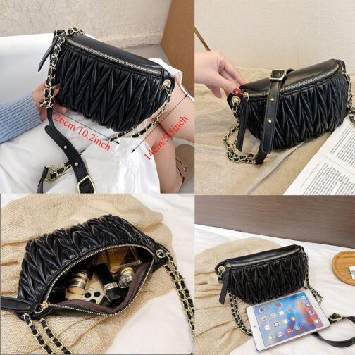 Shoulder Waist Bag for Women Crossbody Fanny Packs Fashion Quilted Chest Bag for Ladies(Waist Crossbody Bag for Black) - Image 6