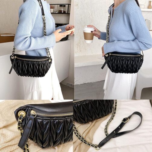 Shoulder Waist Bag for Women Crossbody Fanny Packs Fashion Quilted Chest Bag for Ladies(Waist Crossbody Bag for Black) - Image 5
