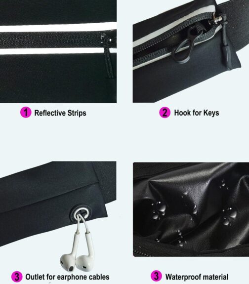 Slim Running Belt Fanny Pack for Women Men, Runners Phone Holder Gift Jogging Pouch Workout Waist Belt, Money Belt Running Gear Accessories For All Cell Phones Black - Image 3