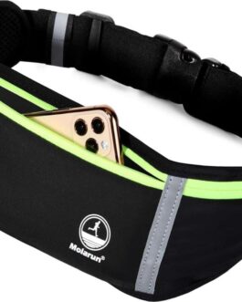 Slim Running Belt Fanny Packs for Women and Men, Waist Pack Runners Bag Money Belt Phone Holder for Running Sports Hiking Traveling – Black
