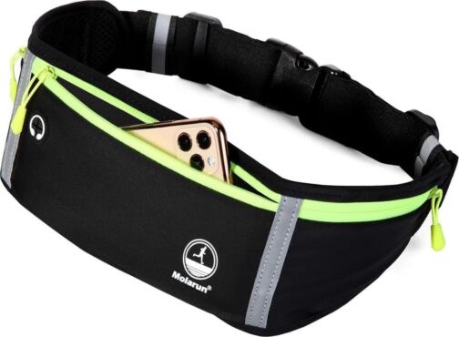 Slim Running Belt Fanny Packs for Women and Men, Waist Pack Runners Bag Money Belt Phone Holder for Running Sports Hiking Traveling - Black - Image 2