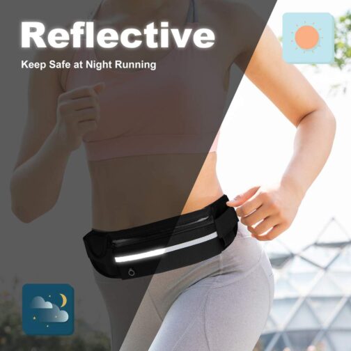 Slim Running Belt Fanny Packs for Women and Men, Waist Pack Runners Bag Money Belt Phone Holder for Running Sports Hiking Traveling, Adjustable Belt Pouch fits Most Phone and Waist Sizes (Black) - Image 5