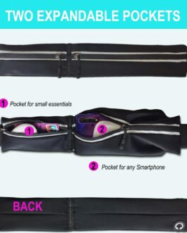 Slim Running Belt Fanny Pack for Women Men, Runners Phone Holder Gift Jogging Pouch Workout Waist Belt, Money Belt Running Gear Accessories For All Cell Phones Black