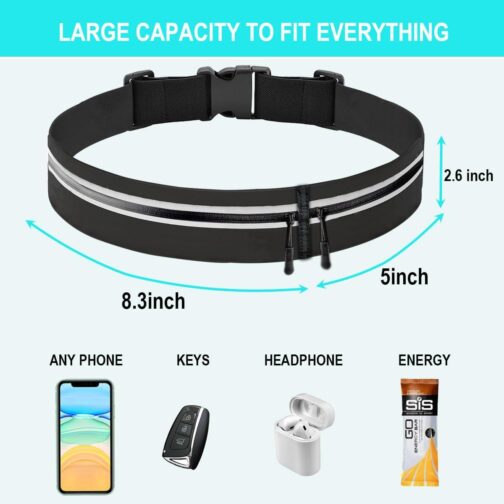 Slim Running Belt Fanny Pack for Women Men, Runners Phone Holder Gift Jogging Pouch Workout Waist Belt, Money Belt Running Gear Accessories For All Cell Phones Black - Image 4