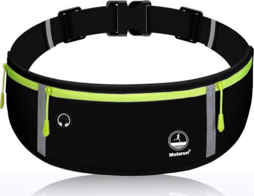 Slim Running Belt Fanny Packs for Women and Men, Waist Pack Runners Bag Money Belt Phone Holder for Running Sports Hiking Traveling - Black