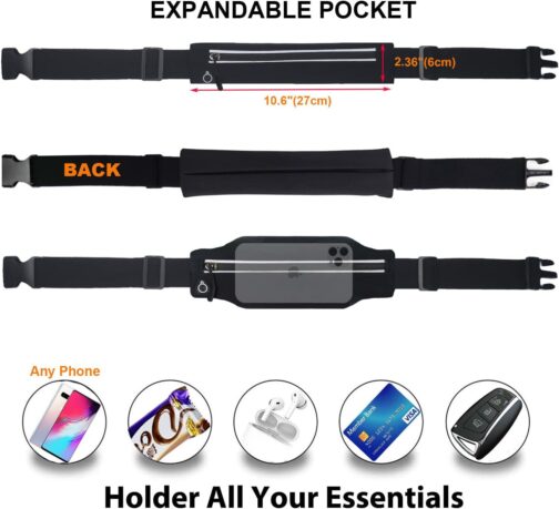 Slim Running Belt Fanny Pack for Men Women, Running Phone Holder Runners Pouch Waist Pack for Workout, Money Belt, Running Gear Accessories Gift [Fits ALL Phones] - Image 3